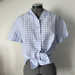 Vintage Gingham Linen Periwinkle Buttondown Shirt
